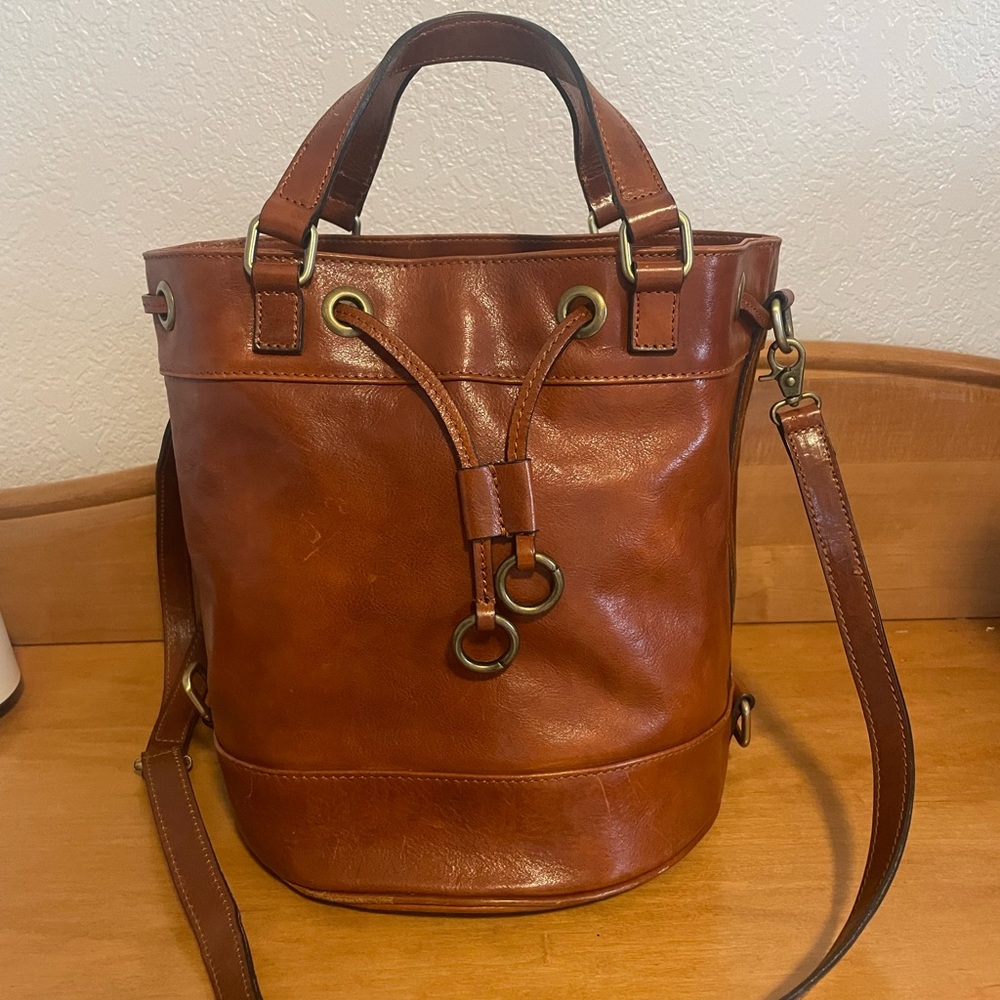 Leather Bucket Bag.
